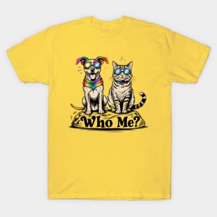 Colorful Dog and Cat Duo T-Shirt